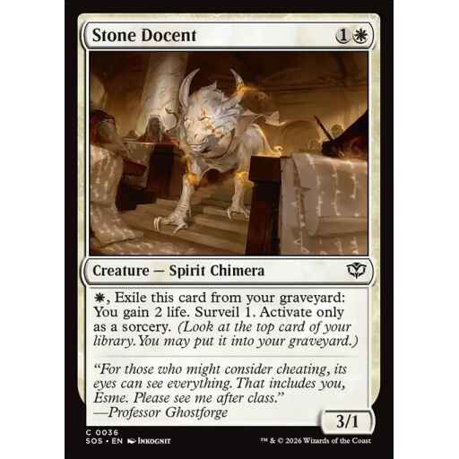 Secrets of Strixhaven - 36 - Stone Docent - Common - W - Non-foil (Front)