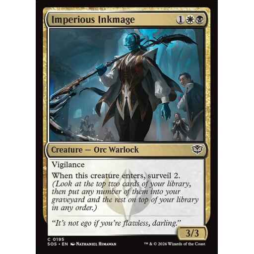 Secrets of Strixhaven - 195 - Imperious Inkmage - Common - WB - Foil (Front)