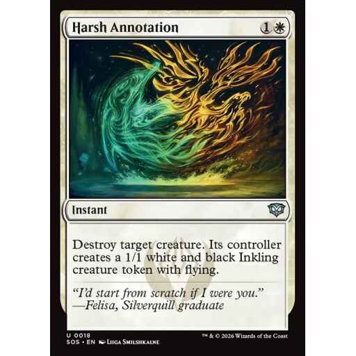 Secrets of Strixhaven - 18 - Harsh Annotation - Uncommon - W - Non-foil (Front)