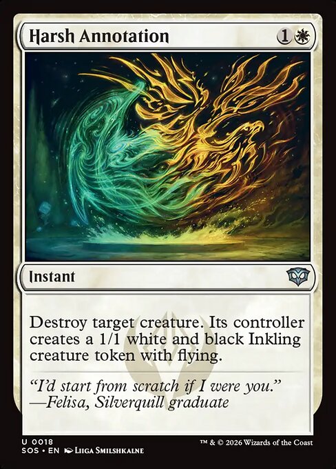 Secrets of Strixhaven - 18 - Harsh Annotation - Uncommon - W - Non-foil (Front)