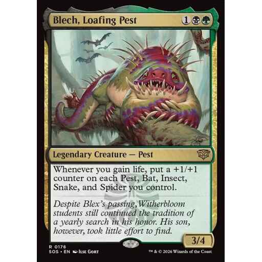 Secrets of Strixhaven - 176 - Blech, Loafing Pest - Rare - BG - Non-foil (Front)