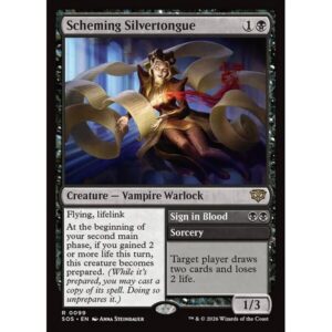 Secrets of Strixhaven - 99 - Scheming Silvertongue // Sign in Blood - Rare - B - Non-foil (Front)