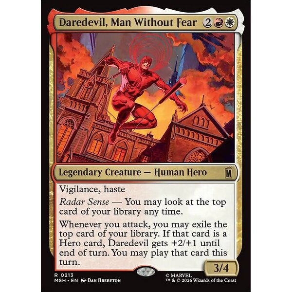 Marvel Super Heroes - 213 - Daredevil, Man Without Fear - Rare - WR - Non-foil (Front)