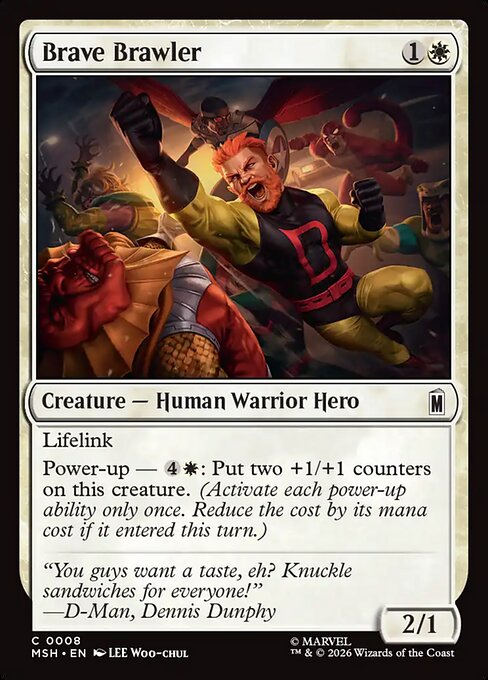 Marvel Super Heroes - 8 - Brave Brawler - Common - W - Foil (Front)