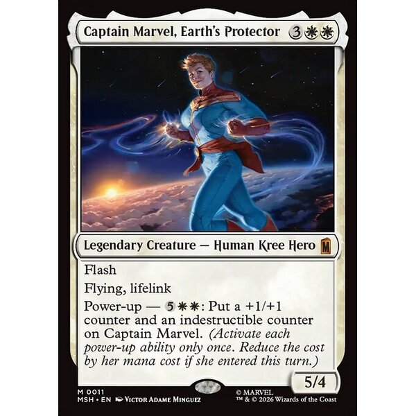 Marvel Super Heroes - 11 - Captain Marvel, Earth's Protector - Mythic - W - Non-foil (Front)
