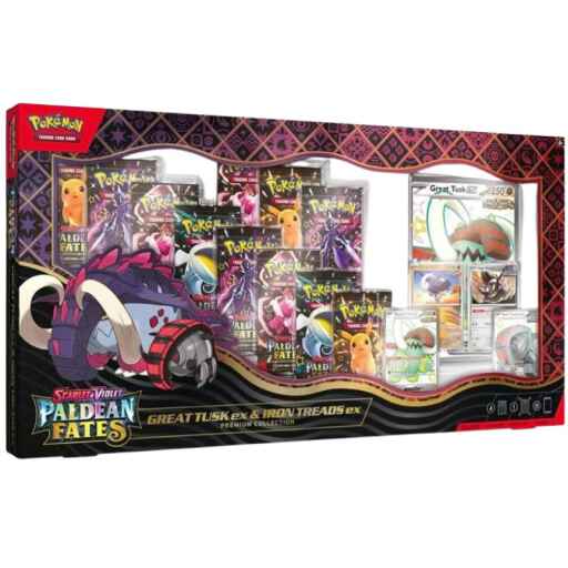 [Rip & Ship Exclusive] Pokemon Paldean Fates Great Tusk ex & Iron Treads ex Premium Collection [Skip the Line]