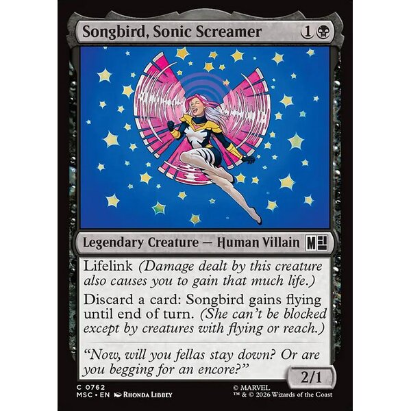Marvel Super Heroes Commander - 762 - Songbird, Sonic Screamer - Common - B - Non-foil (Front)