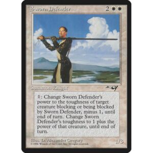 Alliances - 19 - Sworn Defender - Rare - W - Non-foil (Front)