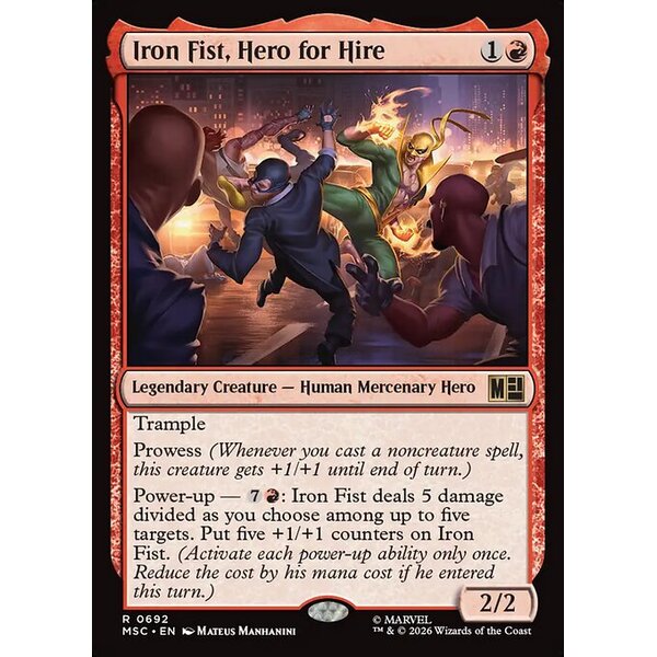 Marvel Super Heroes Commander - 692 - Iron Fist, Hero for Hire - Rare - R - Non-foil (Front)