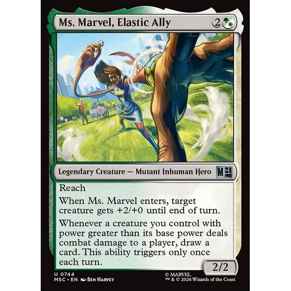 Marvel Super Heroes Commander - 744 - Ms. Marvel, Elastic Ally - Uncommon - WG - Non-foil (Front)