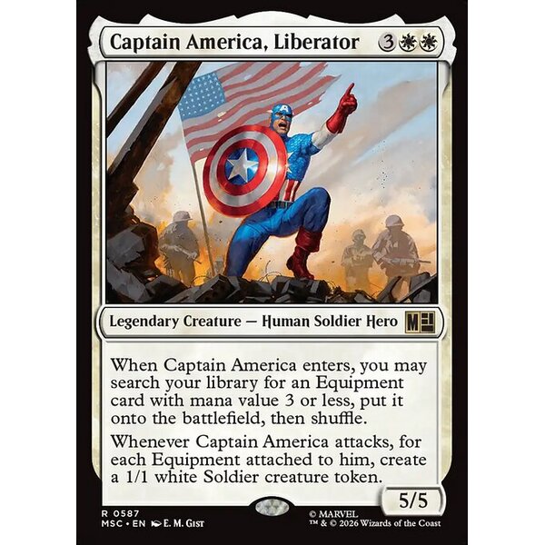 Marvel Super Heroes Commander - 587 - Captain America, Liberator - Rare - W - Foil (Front)