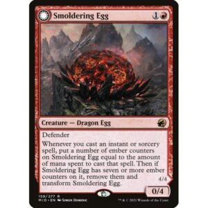Innistrad: Midnight Hunt - 159 - Smoldering Egg // Ashmouth Dragon - Rare - C - Foil