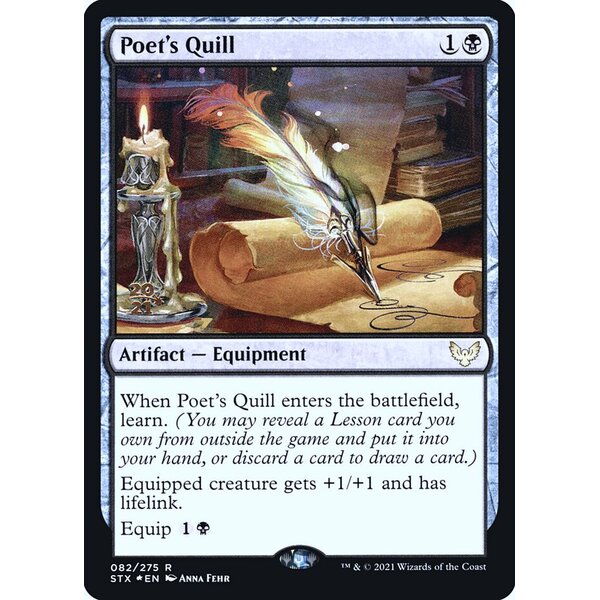 Strixhaven: School of Mages Promos - 82s - Poet's Quill - Rare - B - Foil - Datestamped Promo