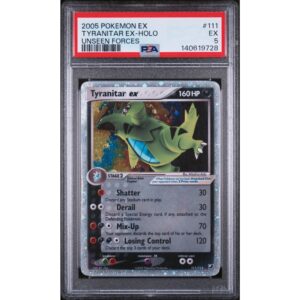 PSA 5 Excellent - 2005 Pokemon EX Unseen Forces Tyranitar ex #111