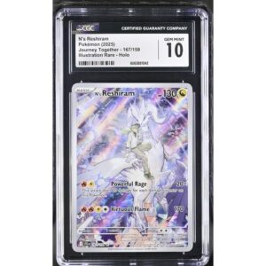 CGC 10 Gem Mint - 2025 Pokemon Journey Together N's Reshiram Illustration Rare Holo #167