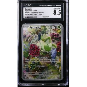 CGC 8.5 Near Mint - 2023 Pokemon Paldea Evolved Sprigatito Illustration Rare #196