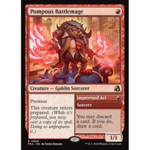 Reality Fracture - 90 - Pompous Battlemage // Improvised Act - Rare - R - Non-foil (Front)