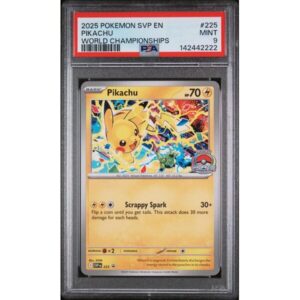 PSA 9 Mint - 2025 Pokemon Scarlet & Violet Promo Pikachu World Championships #225
