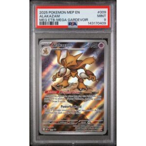 PSA 9 Mint - 2025 Pokemon Mega Evolution Black Star Promo Alakazam #009