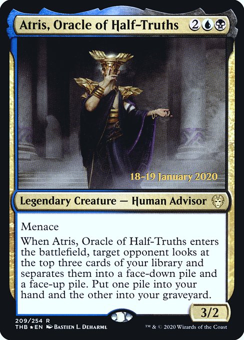 Theros Beyond Death Promos - 209s - Atris, Oracle of Half-Truths - Rare - UB - Foil - Datestamped Promo