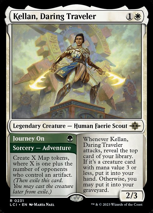 The Lost Caverns of Ixalan - 231 - Kellan, Daring Traveler // Journey On - Rare - W - Foil