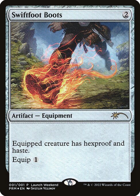 Wizards Play Network 2022 - 4 - Swiftfoot Boots - Rare - C - Foil - Promo