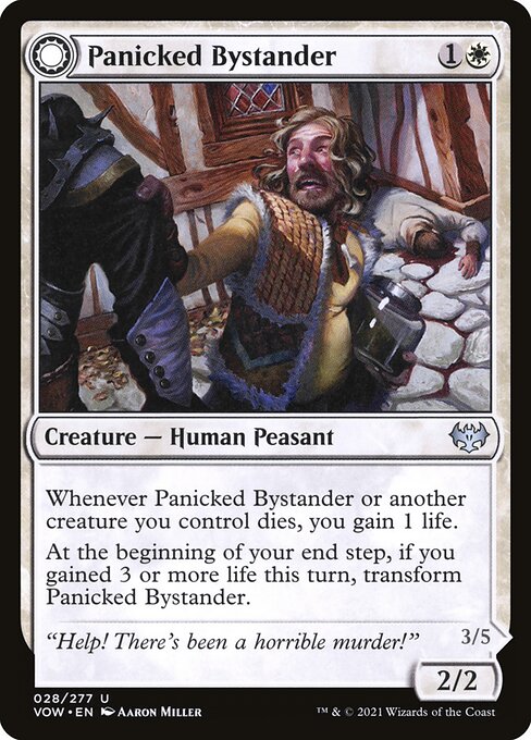 Innistrad: Crimson Vow - 28 - Panicked Bystander // Cackling Culprit - Uncommon - C - Non-foil