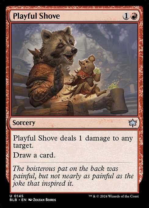 Bloomburrow - 145 - Playful Shove - Uncommon - R - Foil