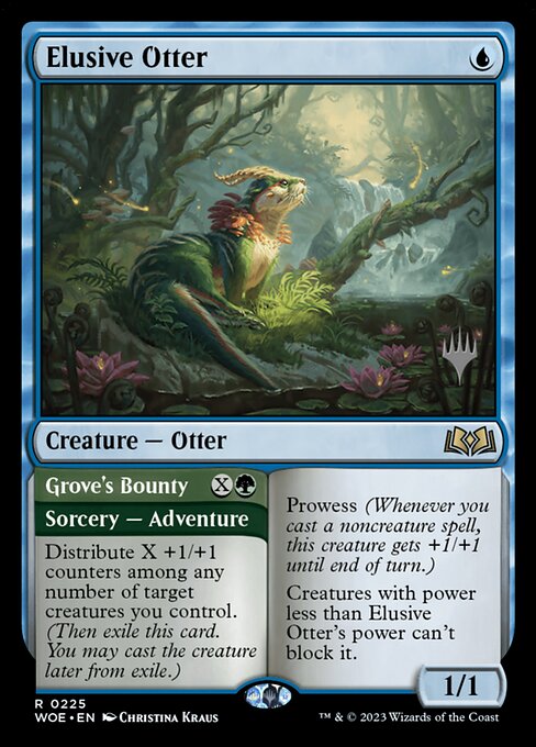 Wilds of Eldraine Promos - 225p - Elusive Otter // Grove's Bounty - Rare - U - Non-foil - Promo