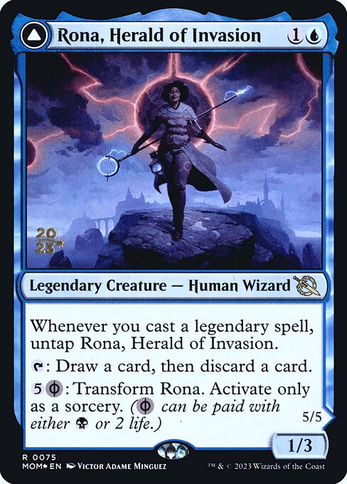 March of the Machine Promos - 75s - Rona, Herald of Invasion // Rona, Tolarian Obliterator - Rare - C - Foil - Datestamped Promo