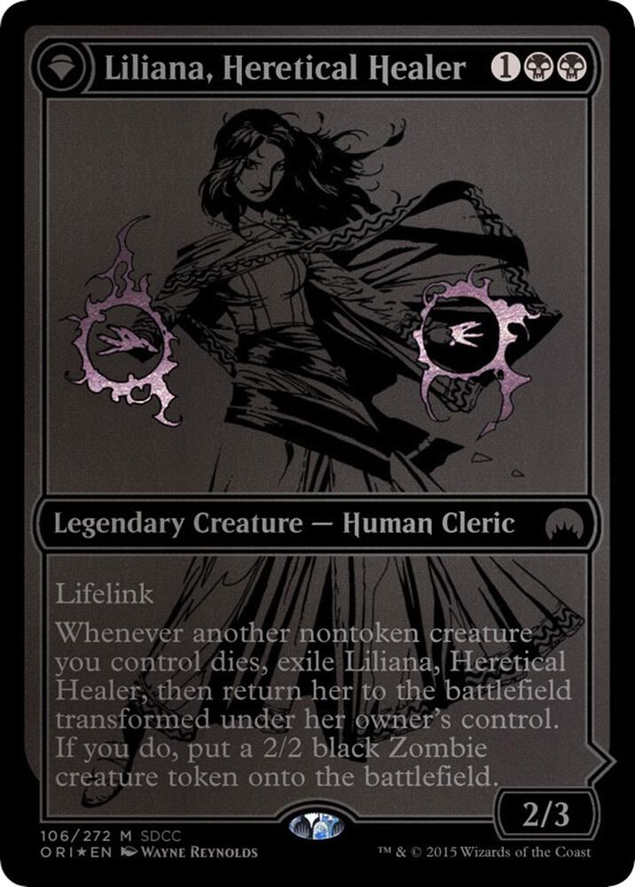 Magic Origins Promos - 106 - Liliana, Heretical Healer // Liliana, Defiant Necromancer - Mythic - C - Foil - SDCC 2015 Exclusive Promo