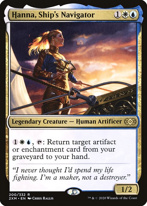 Double Masters - 200 - Hanna, Ship's Navigator - Rare - WU - Foil