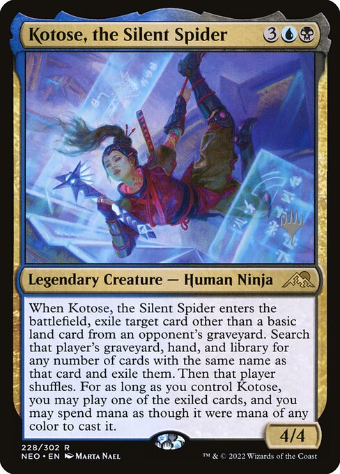 Kamigawa: Neon Dynasty Promos - 228p - Kotose, the Silent Spider - Rare - UB - Foil - Promo