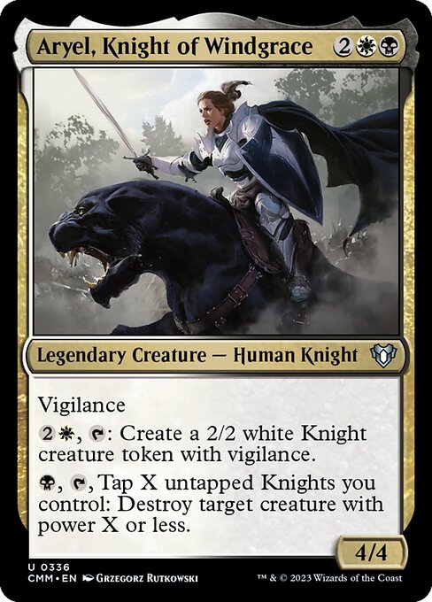 Commander Masters - 336 - Aryel, Knight of Windgrace - Uncommon - WB - Non-foil