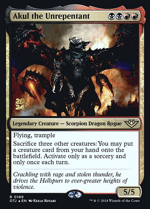 Outlaws of Thunder Junction Promos - 189s - Akul the Unrepentant - Rare - BR - Foil - Datestamped Promo