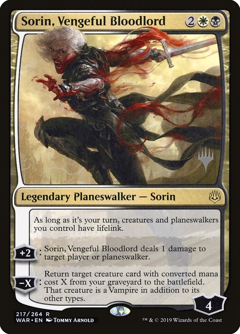 War of the Spark Promos - 217p - Sorin, Vengeful Bloodlord - Rare - WB - Non-foil - Promo