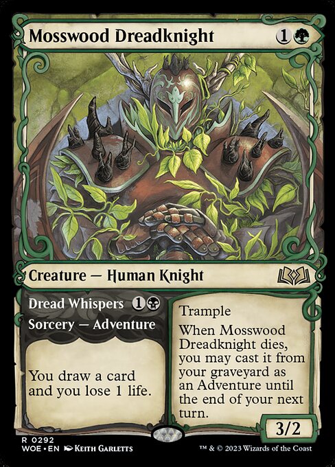 Wilds of Eldraine - 292 - Mosswood Dreadknight // Dread Whispers - Rare - G - Foil