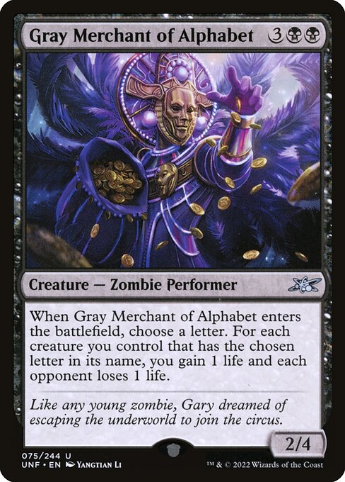 Unfinity - 75 - Gray Merchant of Alphabet - Uncommon - B - Foil