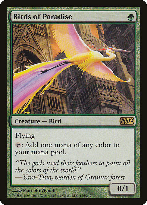 Magic 2012 - 165 - Birds of Paradise - Rare - G - Non-foil