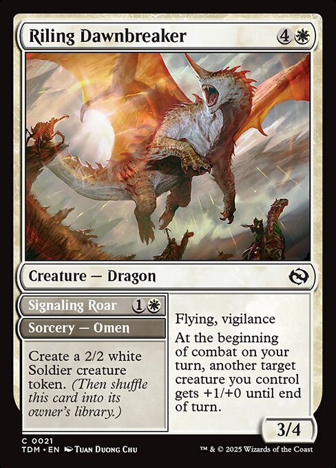 Tarkir: Dragonstorm - 21 - Riling Dawnbreaker // Signaling Roar - Common - W - Non-foil