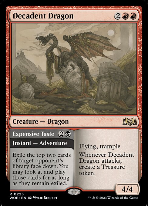 Wilds of Eldraine - 223 - Decadent Dragon // Expensive Taste - Rare - R - Non-foil