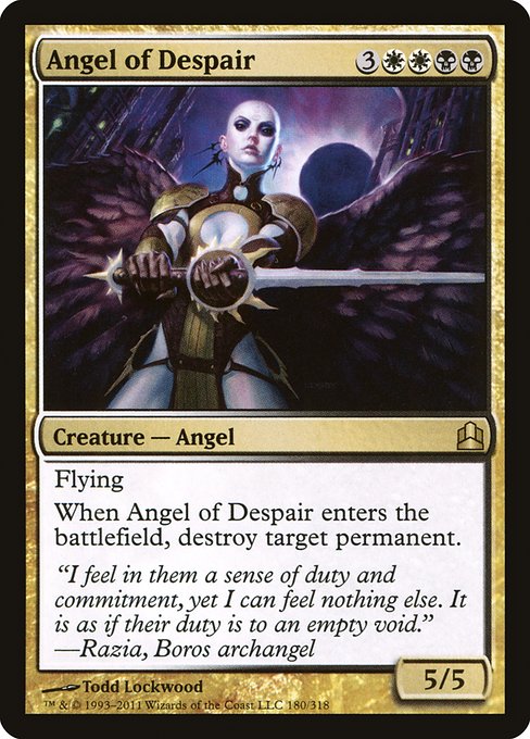 Commander 2011 - 180 - Angel of Despair - Rare - WB - Non-foil