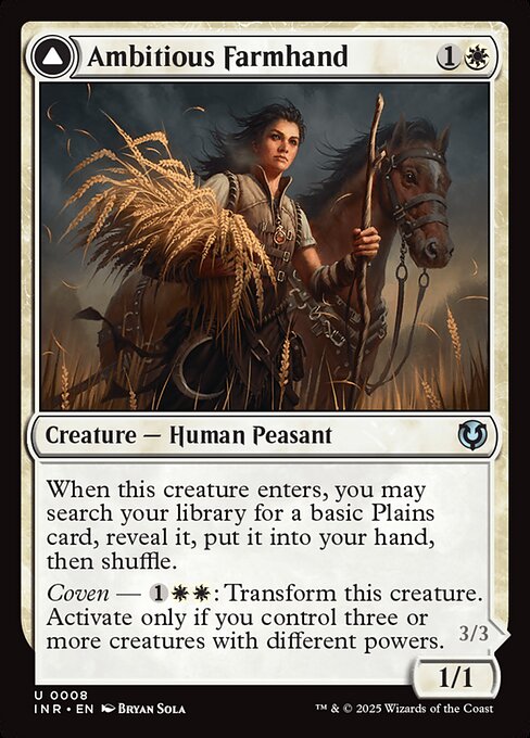 Innistrad Remastered - 8 - Ambitious Farmhand // Seasoned Cathar - Uncommon - C - Non-foil