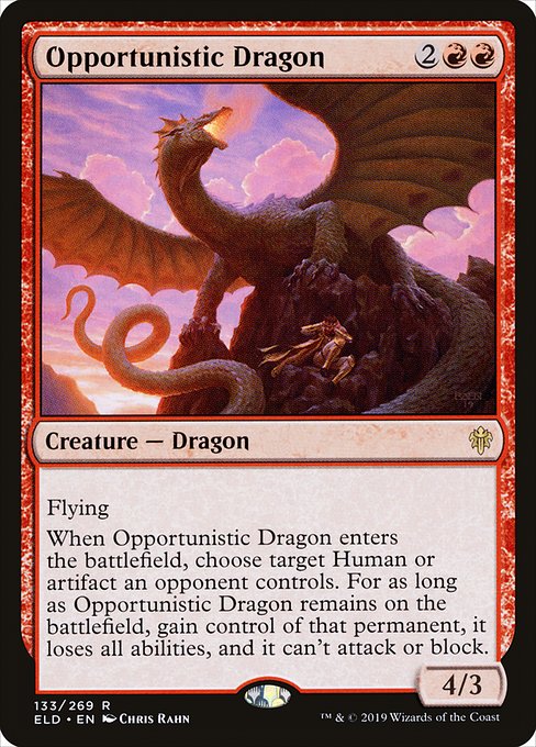 Throne of Eldraine - 133 - Opportunistic Dragon - Rare - R - Foil