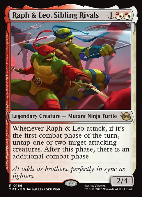 Teenage Mutant Ninja Turtles - 166 - Raph & Leo, Sibling Rivals - Rare - WR - Non-foil