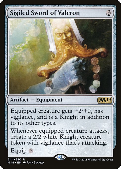 Core Set 2019 - 244 - Sigiled Sword of Valeron - Rare - C - Foil