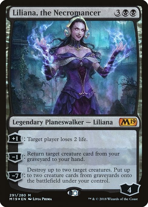 Core Set 2019 - 291 - Liliana, the Necromancer - Mythic - B - Foil