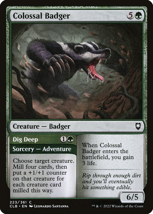 Commander Legends: Battle for Baldur's Gate - 223 - Colossal Badger // Dig Deep - Common - G - Non-foil