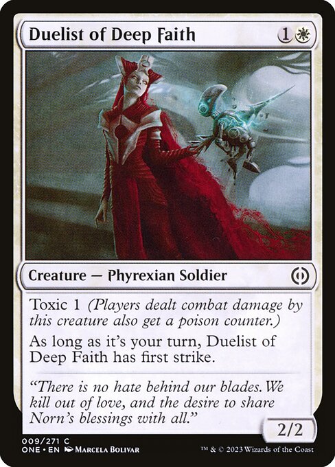 Phyrexia: All Will Be One - 9 - Duelist of Deep Faith - Common - W - Non-foil