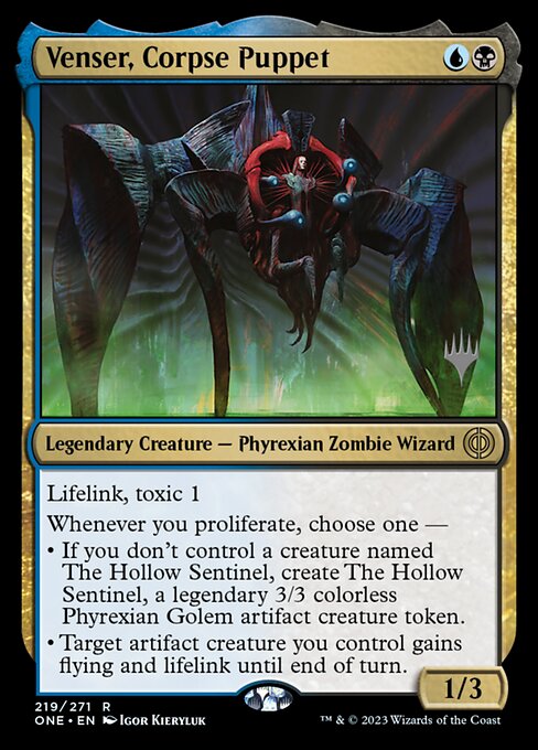 Phyrexia: All Will Be One Promos - 219p - Venser, Corpse Puppet - Rare - UB - Foil - Promo